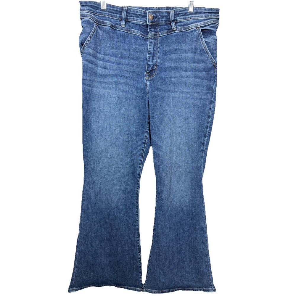 American Eagle Super High Rise Flare Jeans Womens 18 Regular Stretch Blue